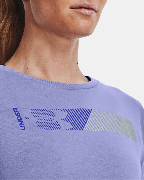 Women's UA Metallic Logo T-Shirt in Purple image number 3